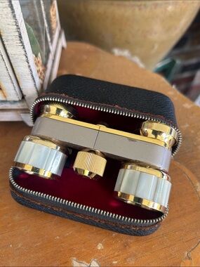 Vintage Mother-of-Pearl Inlay Opera Glasses w Case